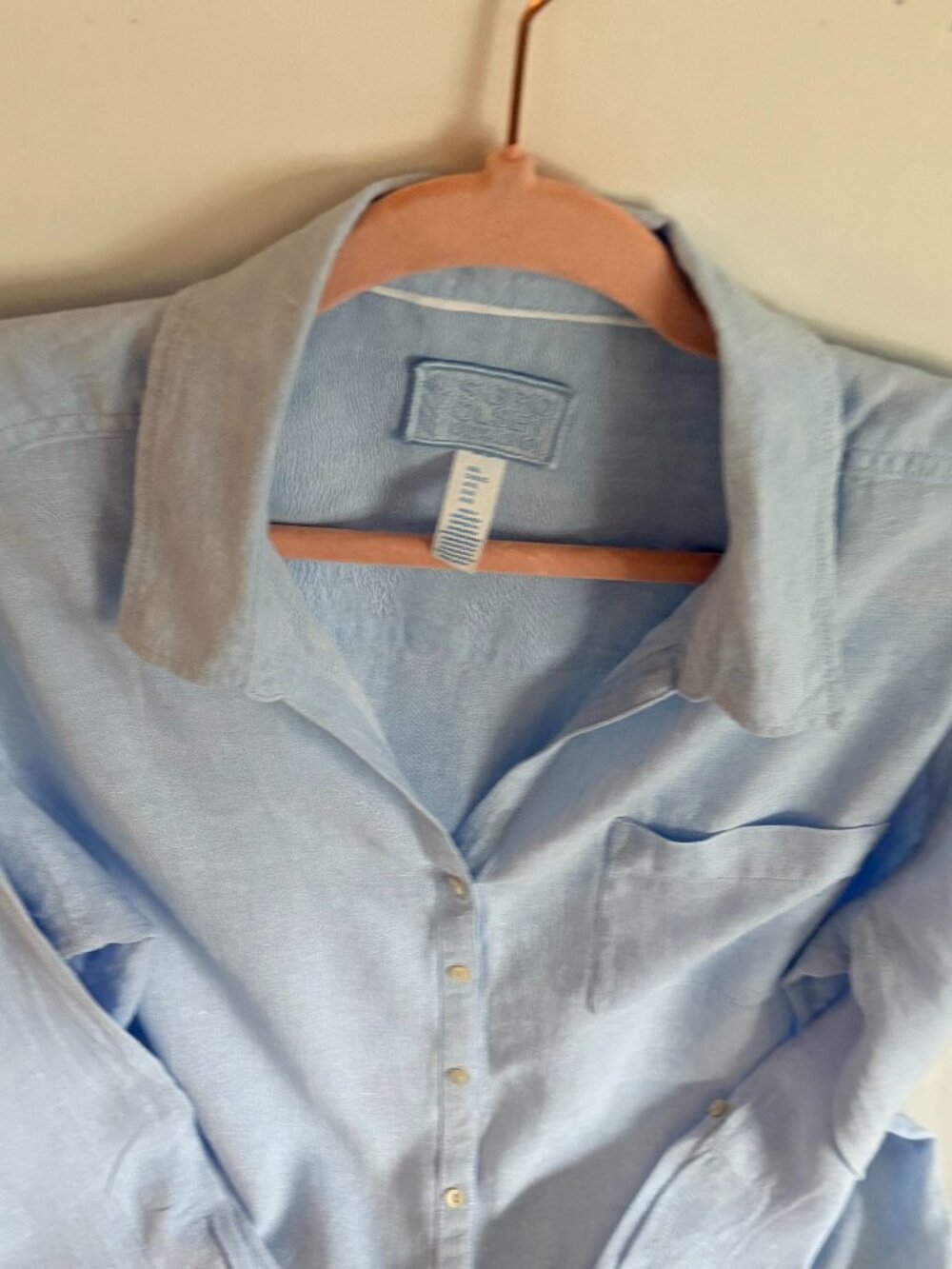 Sigrid Olsen Woman's 100% Linen Light Blue Long Sleeve Top/Shirt Size XL - Picture 6 of 6